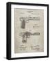 PP894-Sandstone J.M. Browning Pistol Patent Poster-Cole Borders-Framed Giclee Print