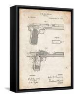 PP894-Vintage Parchment J.M. Browning Pistol Patent Poster-Cole Borders-Framed Stretched Canvas