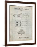 PP90-Antique Grid Parchment 1962 Corvette Stingray Patent Poster-Cole Borders-Framed Giclee Print