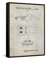 PP90-Antique Grid Parchment 1962 Corvette Stingray Patent Poster-Cole Borders-Framed Stretched Canvas