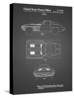 PP90-Black Grid 1962 Corvette Stingray Patent Poster-Cole Borders-Stretched Canvas