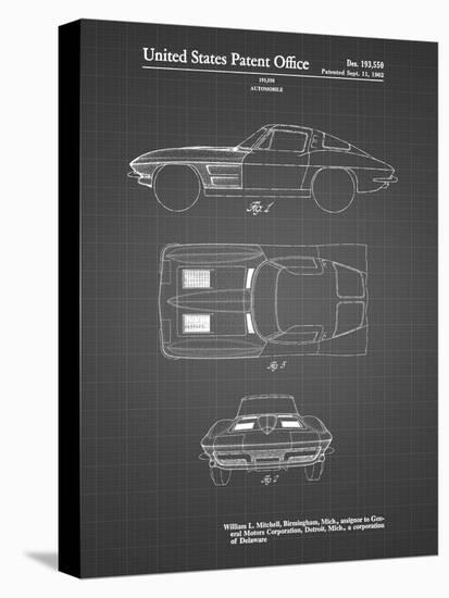 PP90-Black Grid 1962 Corvette Stingray Patent Poster-Cole Borders-Stretched Canvas