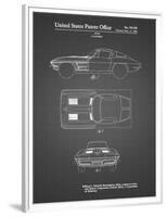 PP90-Black Grid 1962 Corvette Stingray Patent Poster-Cole Borders-Framed Premium Giclee Print