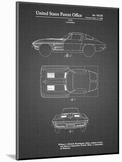 PP90-Black Grid 1962 Corvette Stingray Patent Poster-Cole Borders-Mounted Giclee Print
