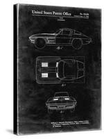 PP90-Black Grunge 1962 Corvette Stingray Patent Poster-Cole Borders-Stretched Canvas