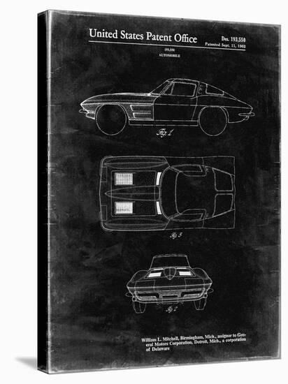 PP90-Black Grunge 1962 Corvette Stingray Patent Poster-Cole Borders-Stretched Canvas