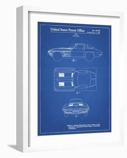 PP90-Blueprint 1962 Corvette Stingray Patent Poster-Cole Borders-Framed Giclee Print