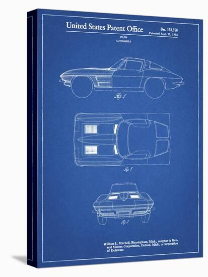 PP90-Blueprint 1962 Corvette Stingray Patent Poster-Cole Borders-Stretched Canvas