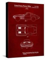 PP90-Burgundy 1962 Corvette Stingray Patent Poster-Cole Borders-Stretched Canvas