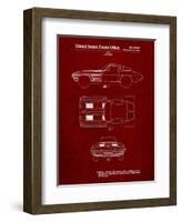 PP90-Burgundy 1962 Corvette Stingray Patent Poster-Cole Borders-Framed Premium Giclee Print
