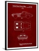 PP90-Burgundy 1962 Corvette Stingray Patent Poster-Cole Borders-Framed Premium Giclee Print