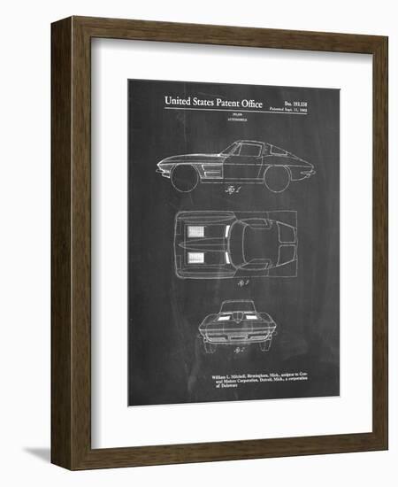 PP90-Chalkboard 1962 Corvette Stingray Patent Poster-Cole Borders-Framed Giclee Print