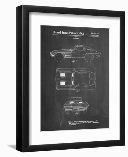 PP90-Chalkboard 1962 Corvette Stingray Patent Poster-Cole Borders-Framed Giclee Print