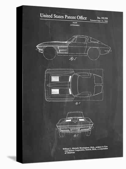 PP90-Chalkboard 1962 Corvette Stingray Patent Poster-Cole Borders-Stretched Canvas