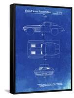 PP90-Faded Blueprint 1962 Corvette Stingray Patent Poster-Cole Borders-Framed Stretched Canvas