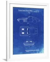 PP90-Faded Blueprint 1962 Corvette Stingray Patent Poster-Cole Borders-Framed Giclee Print