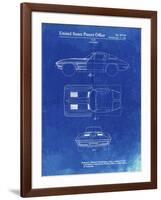 PP90-Faded Blueprint 1962 Corvette Stingray Patent Poster-Cole Borders-Framed Giclee Print