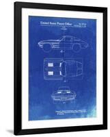 PP90-Faded Blueprint 1962 Corvette Stingray Patent Poster-Cole Borders-Framed Giclee Print