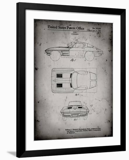 PP90-Faded Grey 1962 Corvette Stingray Patent Poster-Cole Borders-Framed Giclee Print