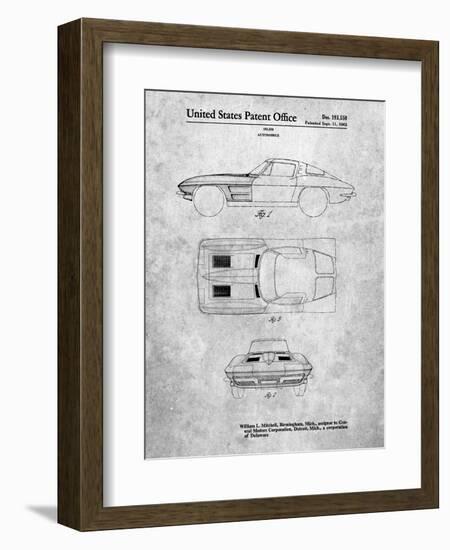 PP90-Slate 1962 Corvette Stingray Patent Poster-Cole Borders-Framed Giclee Print