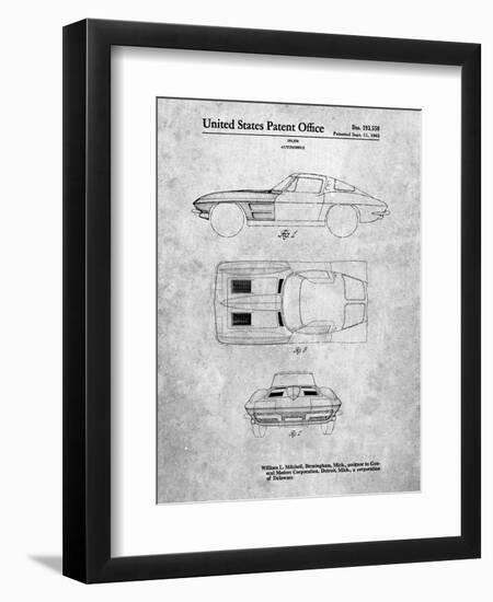 PP90-Slate 1962 Corvette Stingray Patent Poster-Cole Borders-Framed Giclee Print