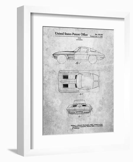 PP90-Slate 1962 Corvette Stingray Patent Poster-Cole Borders-Framed Giclee Print