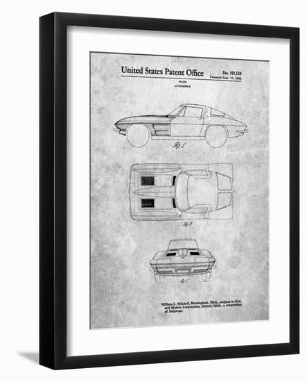 PP90-Slate 1962 Corvette Stingray Patent Poster-Cole Borders-Framed Giclee Print