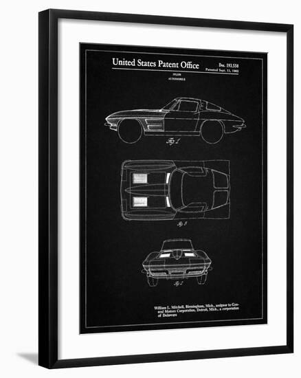 PP90-Vintage Black 1962 Corvette Stingray Patent Poster-Cole Borders-Framed Giclee Print