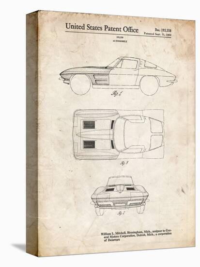 PP90-Vintage Parchment 1962 Corvette Stingray Patent Poster-Cole Borders-Stretched Canvas