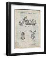 PP901-Antique Grid Parchment Kawasaki Motorcycle Patent Poster-Cole Borders-Framed Premium Giclee Print