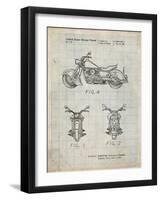 PP901-Antique Grid Parchment Kawasaki Motorcycle Patent Poster-Cole Borders-Framed Giclee Print