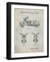 PP901-Antique Grid Parchment Kawasaki Motorcycle Patent Poster-Cole Borders-Framed Giclee Print