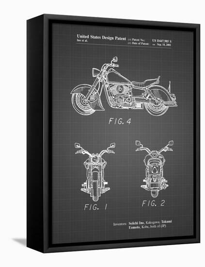 PP901-Black Grid Kawasaki Motorcycle Patent Poster-Cole Borders-Framed Stretched Canvas