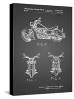 PP901-Black Grid Kawasaki Motorcycle Patent Poster-Cole Borders-Stretched Canvas