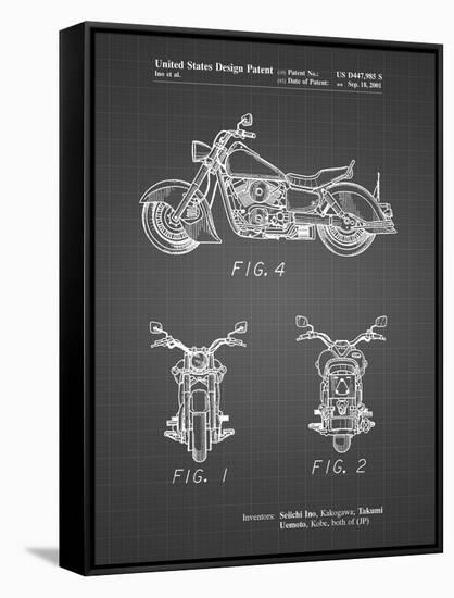 PP901-Black Grid Kawasaki Motorcycle Patent Poster-Cole Borders-Framed Stretched Canvas
