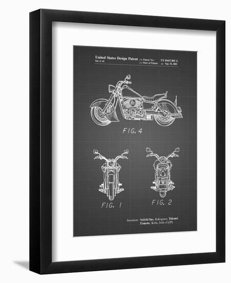 PP901-Black Grid Kawasaki Motorcycle Patent Poster-Cole Borders-Framed Premium Giclee Print