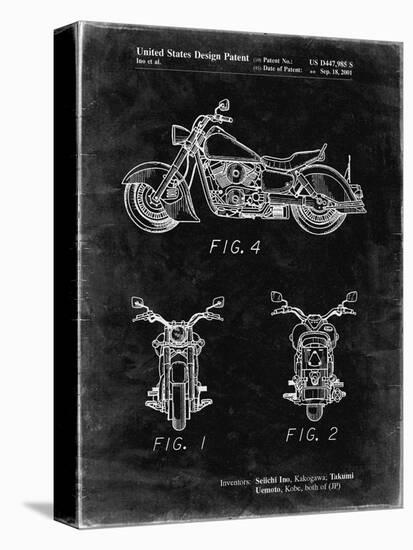 PP901-Black Grunge Kawasaki Motorcycle Patent Poster-Cole Borders-Stretched Canvas