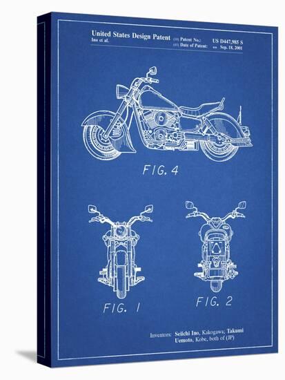 PP901-Blueprint Kawasaki Motorcycle Patent Poster-Cole Borders-Stretched Canvas