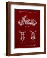 PP901-Burgundy Kawasaki Motorcycle Patent Poster-Cole Borders-Framed Giclee Print