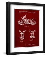 PP901-Burgundy Kawasaki Motorcycle Patent Poster-Cole Borders-Framed Giclee Print