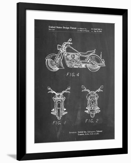 PP901-Chalkboard Kawasaki Motorcycle Patent Poster-Cole Borders-Framed Giclee Print