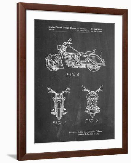 PP901-Chalkboard Kawasaki Motorcycle Patent Poster-Cole Borders-Framed Giclee Print