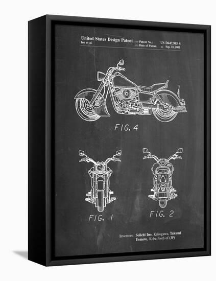 PP901-Chalkboard Kawasaki Motorcycle Patent Poster-Cole Borders-Framed Stretched Canvas