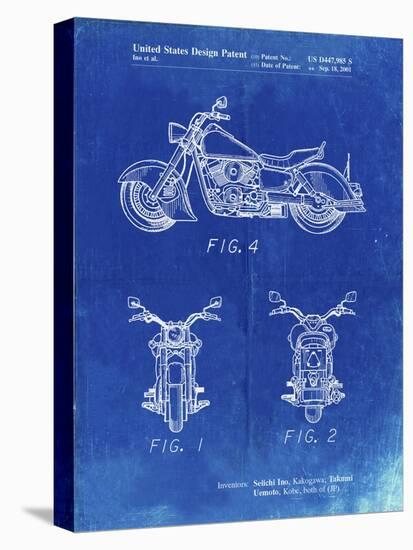 PP901-Faded Blueprint Kawasaki Motorcycle Patent Poster-Cole Borders-Stretched Canvas