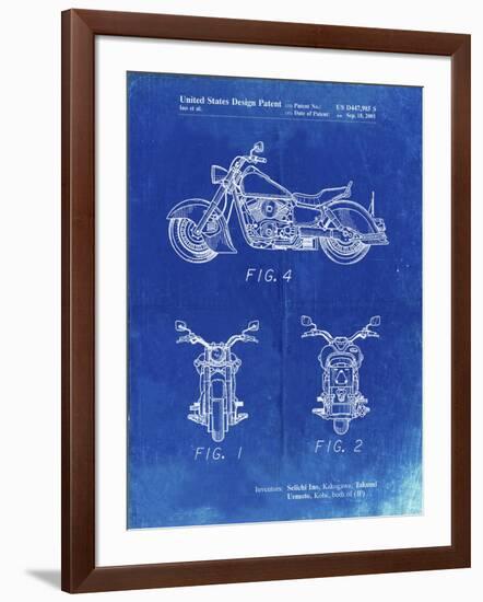 PP901-Faded Blueprint Kawasaki Motorcycle Patent Poster-Cole Borders-Framed Giclee Print