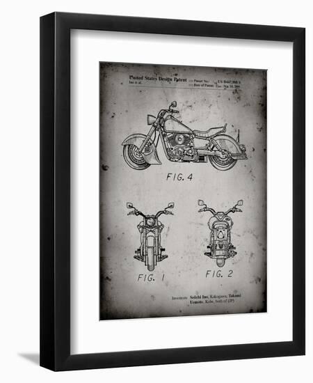 PP901-Faded Grey Kawasaki Motorcycle Patent Poster-Cole Borders-Framed Premium Giclee Print