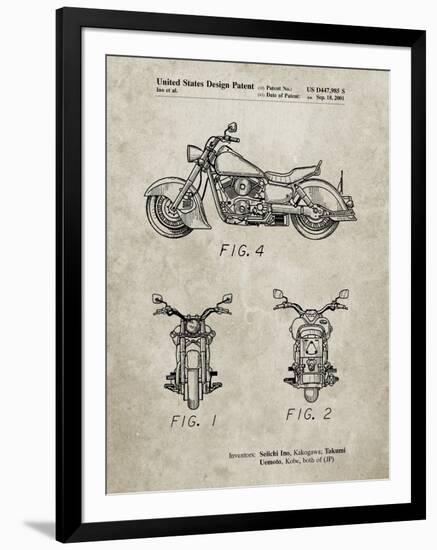 PP901-Sandstone Kawasaki Motorcycle Patent Poster-Cole Borders-Framed Giclee Print