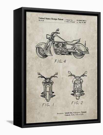 PP901-Sandstone Kawasaki Motorcycle Patent Poster-Cole Borders-Framed Stretched Canvas