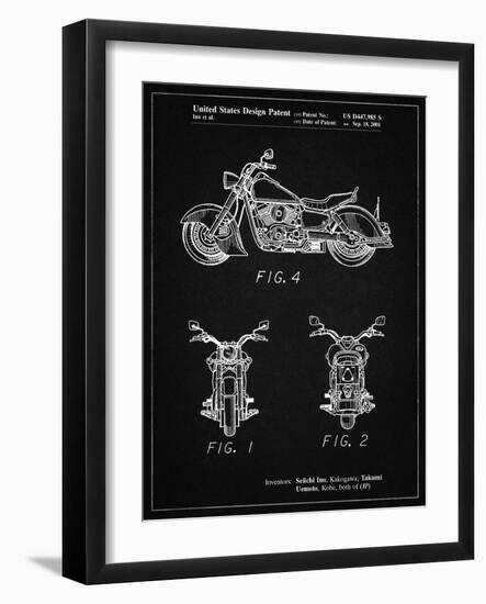 PP901-Vintage Black Kawasaki Motorcycle Patent Poster-Cole Borders-Framed Giclee Print