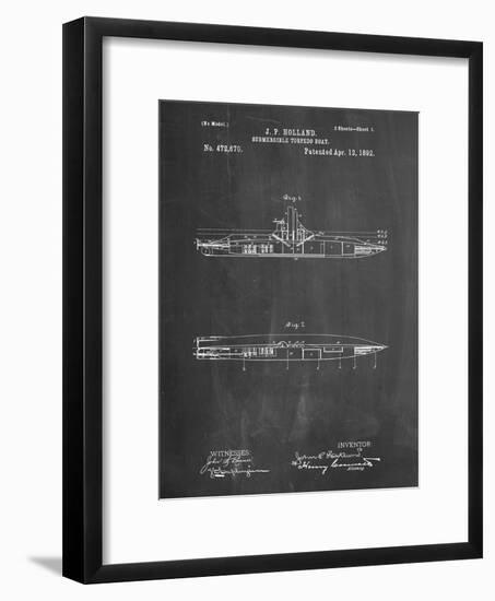 PP91-Chalkboard Holland Submarine Patent Poster-Cole Borders-Framed Giclee Print